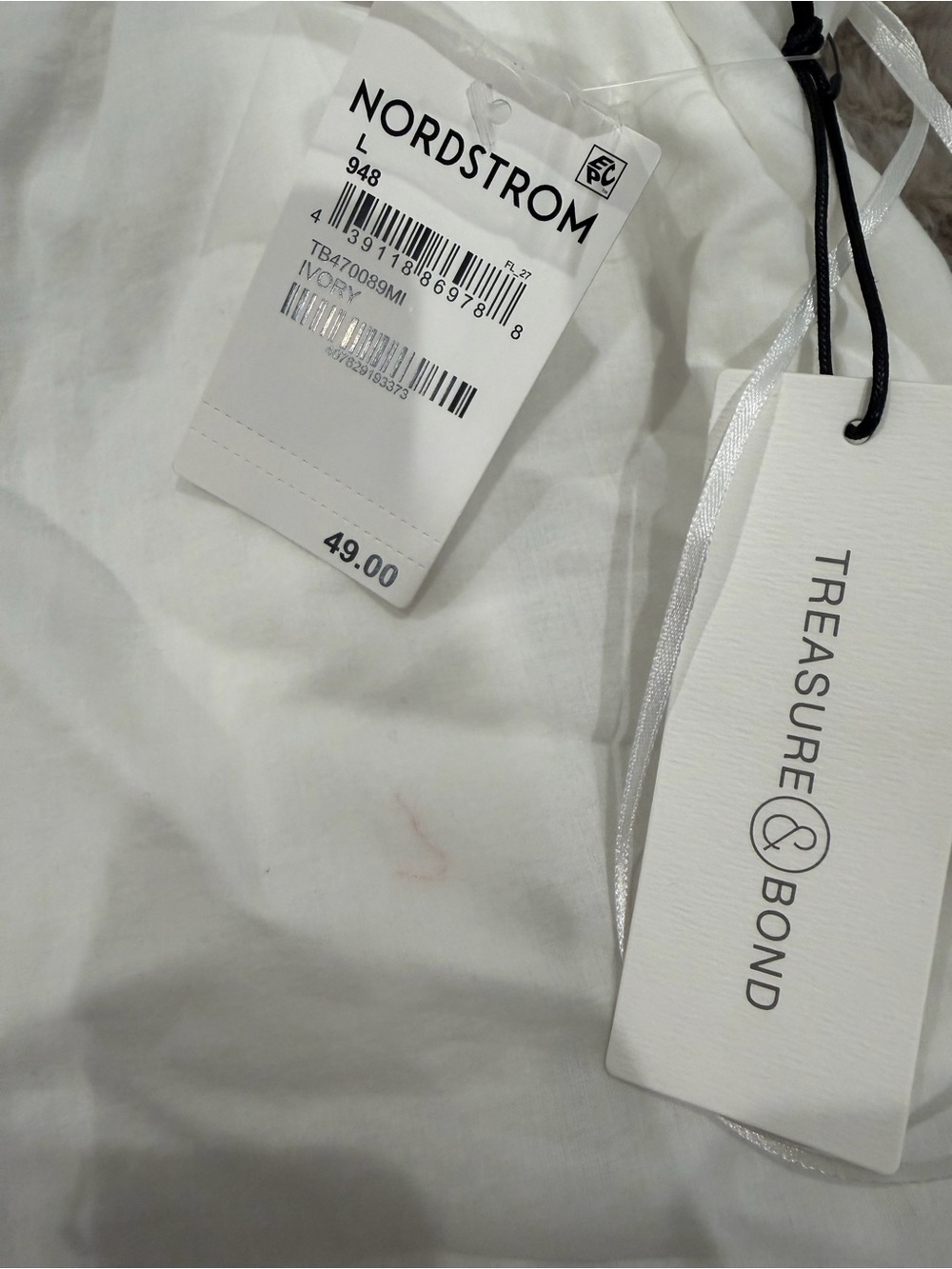 Nordstrom White Ruffle-Shoulder Button Front Tank - Picture 4 of 4